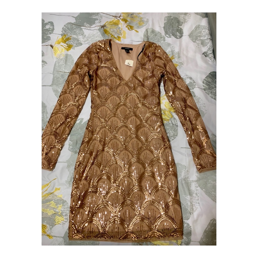 Sequin Mini Bodycon Dress (Rose Gold)